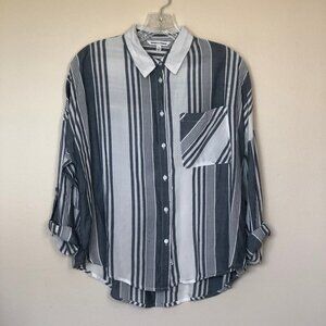 ALWAYS AND FOREVER Gray & White Button-Up Shirt S